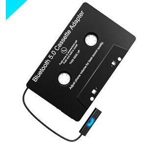Car Audio Cassette to Aux Adapter,Wireless Cassette Audio Receiver,Tape Player Bluetooth 5.0 Cassette Aux Adapter,Audio Cable Tape Adapter for Car, Phone, MP3 ect. Black