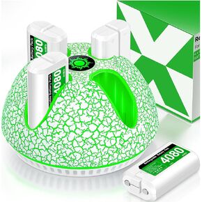 Xbox Controller Battery Pack Charger with Rechargeable Xbox Series X S Battery 4 x 4080mWh, Xbox Accessories Charging Kit for Xbox One Series X/S/Xbox One/X/S/Elite -White