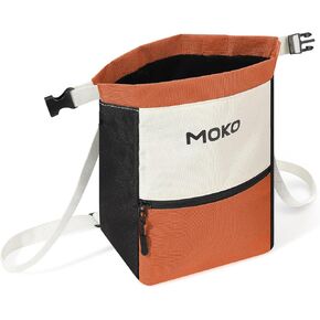 MoKo Chalk Bag for Rock Climbing, Large Capacity Climbing Chalk Bag with Magnetic Snap and Zipper Pocket, Portable Chalk Bucket for Rock Climbing, Weight Lifting, Bouldering, Gymnastics, Fitness