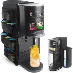 Soda Machine Dust Cover for Ninja Thirsti Drink System, Cover Bag with Storage Pockets Compatible with Ninja Thirsty, Flavored Water Drops(Bag Only), Black