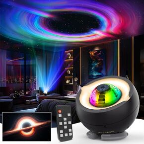 Galaxy Projector, Star Projector with Interstellar Black Hole and Moving Green and Red Stars for Meditation, Relaxation, Room Decor, Party, Gifts, Valentine's Day, LED Night Light for Bedroom