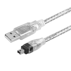 Herfair Firewire to USB Adapter Cable IEEE 1394 4Pin to USB 2.0 Converter Cord Firewire 400 to USB Connector Wire Lead for Connecting 4Pin 1394 Devices to USB Host Devices (Transparent Shell)