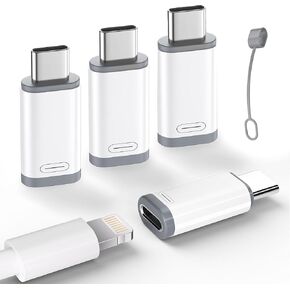 4pack of i-Phone to USB C Adapter,Lighting to USB c Adaptor Compatible for iPhone 16/16 Pro Max/Plus/iPhone 15 Sam-Sung S24 for Charging Data Transfer USB C Female to USB C Male Adapter