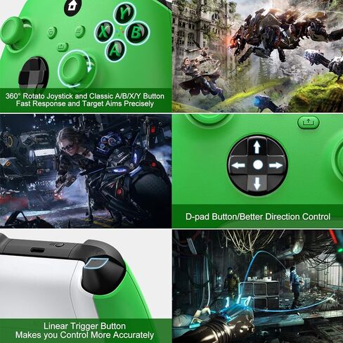 Sangder Xbox One Controller ， متوافق مع Xbox One/One S/One X/One Series X/S/PC ， 2.4 جيجا هرتز جهاز التحكم Xbox One مع مقبس سماعات الصوت 3.5 ملم ، الأخضر in Kuwait