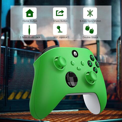 Sangder Xbox One Controller ， متوافق مع Xbox One/One S/One X/One Series X/S/PC ， 2.4 جيجا هرتز جهاز التحكم Xbox One مع مقبس سماعات الصوت 3.5 ملم ، الأخضر in Kuwait