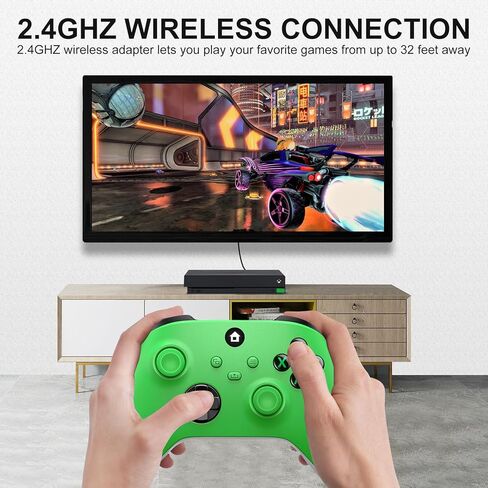 Sangder Xbox One Controller ， متوافق مع Xbox One/One S/One X/One Series X/S/PC ， 2.4 جيجا هرتز جهاز التحكم Xbox One مع مقبس سماعات الصوت 3.5 ملم ، الأخضر in Kuwait