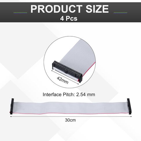 MECCANIXITY 4 Pcs IDC Flat Ribbon Cable, 2.54mm Pitch 63mm Width 30cm Long 50 Pin FC to FC Flat Ribbon Connector Jumper Wire for PC, LED Displays in Saudi Arabia