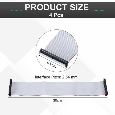 MECCANIXITY 4 Pcs IDC Flat Ribbon Cable, 2.54mm Pitch 63mm Width 30cm Long 50 Pin FC to FC Flat Ribbon Connector Jumper Wire for PC, LED Displays in Saudi Arabia