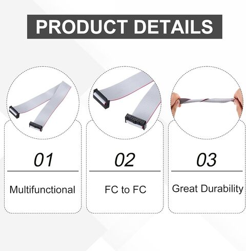 MECCANIXITY 4 Pcs IDC Flat Ribbon Cable, 2.54mm Pitch 63mm Width 30cm Long 50 Pin FC to FC Flat Ribbon Connector Jumper Wire for PC, LED Displays in Saudi Arabia