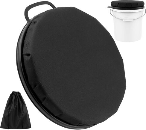 مقعد دلو 5 جالون ، مقعد دلو ، بزاوية 360 درجة ، مقعد دلو إسفنجي للجلوس المريح ، مقعد دلو الصيد الجليدي مع حقيبة تخزين للبستنة ، التخييم ، غسل السيارات (أسود) in Kuwait