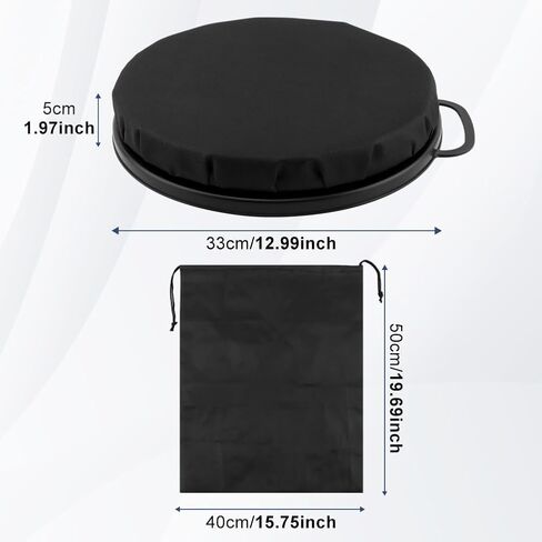 مقعد دلو 5 جالون ، مقعد دلو ، بزاوية 360 درجة ، مقعد دلو إسفنجي للجلوس المريح ، مقعد دلو الصيد الجليدي مع حقيبة تخزين للبستنة ، التخييم ، غسل السيارات (أسود) in Kuwait