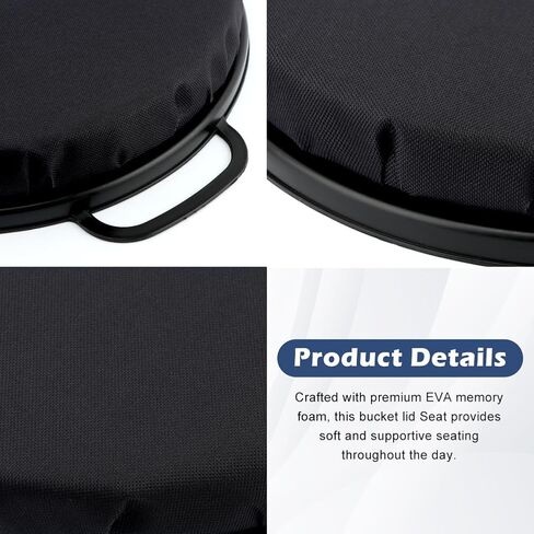 مقعد دلو 5 جالون ، مقعد دلو ، بزاوية 360 درجة ، مقعد دلو إسفنجي للجلوس المريح ، مقعد دلو الصيد الجليدي مع حقيبة تخزين للبستنة ، التخييم ، غسل السيارات (أسود) in Kuwait