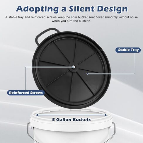 مقعد دلو 5 جالون ، مقعد دلو ، بزاوية 360 درجة ، مقعد دلو إسفنجي للجلوس المريح ، مقعد دلو الصيد الجليدي مع حقيبة تخزين للبستنة ، التخييم ، غسل السيارات (أسود) in Kuwait