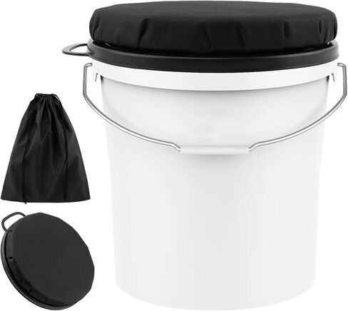 مقعد دلو 5 جالون ، مقعد دلو ، بزاوية 360 درجة ، مقعد دلو إسفنجي للجلوس المريح ، مقعد دلو الصيد الجليدي مع حقيبة تخزين للبستنة ، التخييم ، غسل السيارات (أسود) in Kuwait