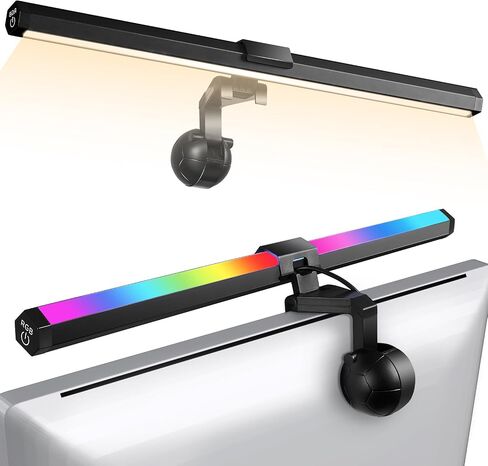 RGB Monitor Light Bar ، RA95 Monitor Light Bar مع 72 مصابيح LED ضوئية مزدوجة ، مراقبة الكمبيوتر اللمسة اللمسات مع الأضواء الخلفية والسطوع القابل للاتصال ، أضواء LED لألعاب سطح المكتب للشاشة المسطحة/المنحنية in Kuwait