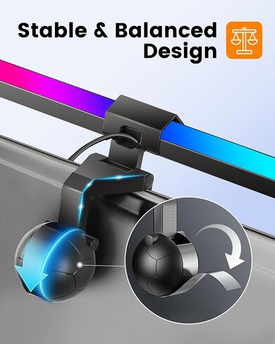 RGB Monitor Light Bar ، RA95 Monitor Light Bar مع 72 مصابيح LED ضوئية مزدوجة ، مراقبة الكمبيوتر اللمسة اللمسات مع الأضواء الخلفية والسطوع القابل للاتصال ، أضواء LED لألعاب سطح المكتب للشاشة المسطحة/المنحنية in Kuwait