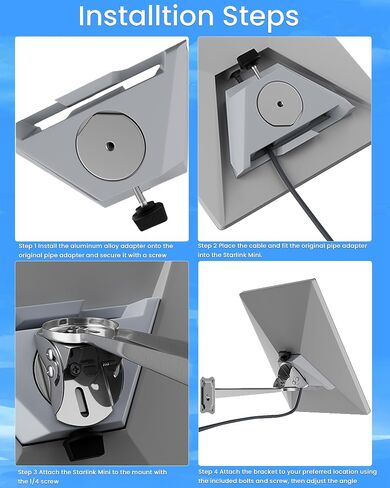 Starlink Mount, Starlink Mini Wall Mount, Adjustable Starlink Mini Roof Mount, Adjustable Wall Mounting for Starlink Mini, Starlink Accessories, Aluminum Alloy Adapter Included in Saudi Arabia