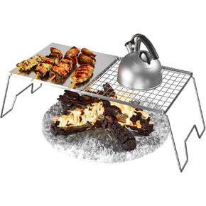 24'' Folding Campfire Grill Grate, Heavy Duty Camping Cooking Set With Folding Grill Design, Camping Griddle Fire Pit Grill, Portable Outdoor Campfire Grill Grate For Versatile Campfire Cooking