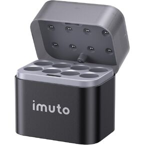imuto Rechargeable AA Battery Charger for AA Lithium & NiMH Batteries, 8 Independent Fast Charging Slots, Magnetic Flip-top Box Design, USB-C Input Port (Adapter not Included)