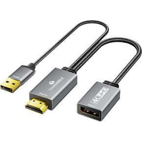 Active HDMI to DisplayPort Adapter (4K@60Hz), Uni-Directional HDMI Source to Display Port Converter Cable HDMI Male to DP Female Compatible for PS3 PS4 PS5 Raspberry Pi Xbox 360 One, PC, Laptop