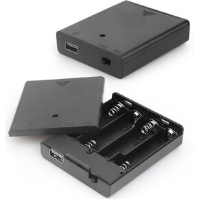 2 PCS 4 AA Battery Holder with USB Port,4 AA Battery Holder Case,2PCS 4 x 1.5V AA Battery Holder Case