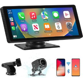 شاشة Apple Carplay للسيارة ، 10.26 بوصة شاشة تعمل باللمس ستيريو مع Carplay و Android Auto ، الكاميرا الاحتياطية ، تنقل GPS ، Bluetooth ، رابط المرآة ، بطاقة TF in Kuwait