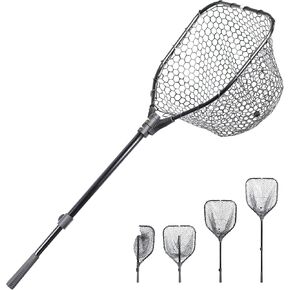 Fishing Net with Telescopic Handle,Durable Landing Net for Freshwater & Saltwater, Foldable Fishing Nets for Fish, 20 lbs Capacity, Rubber Netting