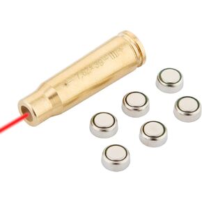 7.62×39 Laser Bore Sight, Red Dot Bore Sight with 6 Batteries（2 Set Batteries）