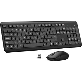 Wireless Keyboard and Mouse Combo, Full Size Silent Ergonomic Keyboard Mouse, Long Battery Life, Optical Mouse, 2.4G Lag-Free Cordless Mouse Keyboard for Computer, Mac, Laptop, PC, Windows