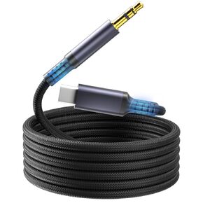 Aux to USB C, USB C to 3.5mm Audio Aux Jack Cable 4.3 ft, Type C to Aux Headphone Male Cord Car Aux Cable Compatible for iPhone 16 15 Pro Max, Samsung Galaxy S24 S23 S22 S21 Pixel 4 5 XL