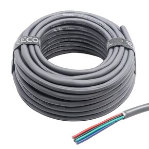 Recoil 100ft 4 Conductor 18AWG Low Voltage RGB Wire LED Extension Cable Speaker Wire Tinned 18 Gauge 4 Core Oxygen Free Copper Wiring