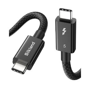 Silkland [Intel Certified 80Gbps Thunderbolt 5 Cable Prime Braided, up to 120Gbps Bandwidth for Dual 8K/6K, 240W, Compatible for Thunderbolt 4/3, USB4, SSD, MacBook M4 Pro, Dock, eGPU, 3.3FT/1M