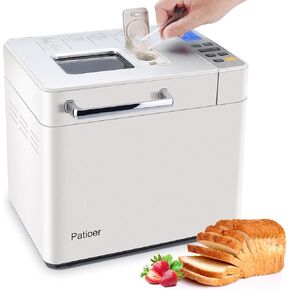 صانع الخبز ، آلة خبز مضغوطة 2 رطل مع موزع الخميرة والجوز التلقائي ، 21 في 1 قابلة للبرمجة ، 3 أحجام رغيف 3 ألوان القشرة ، أبيض in Kuwait
