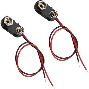 9V Battery Clip 9 V Battery Connector Hard Shell for Arduino Electronics, Student Experiment, STEM Project, and Research (I-Type,Hard Shell) -2 PCS