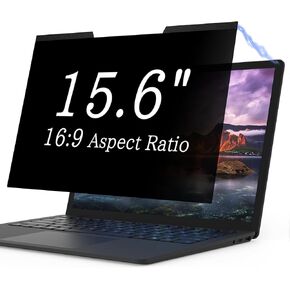 Magnetic Laptop Privacy Screen 15.6 Inch for 16:9 Computer Monitor, Removable 15.6" Anti Glare Protector Blue Light Filter Shield Compatible with HP Dell Xps Acer Asus Samsung Lenovo ThinkPad Envy