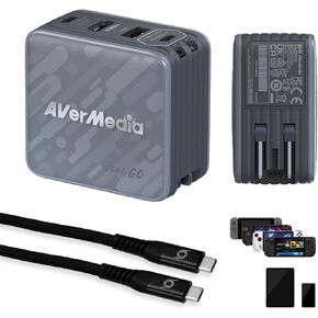 AVerMedia Portable Charger for Nintendo Switch, Steam Deck Dock, 100W GaN Fast Charging USB C Hub, TV Docking Station with 4K60 HDMI, Compatible with iPhone, iPad, Laptop, PC, Gaming Accessories