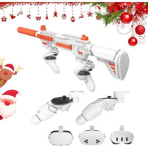 Relohas VR Handle Accessories for Meta Quest 2,3,3S, Gun Stock for Oculus Quest, Weighted Controller Grips, Enhance Realistic FPS Gaming Experience (Machine)