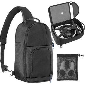 Carrying Case Made for Quest 3/Quest 2/Vision Pro. Waterproof Travel Sling Bag for VR All-in-One Gaming Headset and Touch Controllers Accessories with DIY Main Compartment and Thicken Pad