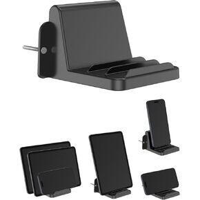 Wall Phone Holder for iPhone or Smartphones, Tablet Wall Mount Compatible with ipad, Kindle Fit for Bathroom, Bedside, Kitchen Three Slots Adjust The Angle (Black)