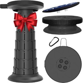 20.4“Telescoping Stool with Cushion,Portable Camping Stool More Sturdy Capacity 550Ib,Collapsible Retractable Stool Adjustable Folding Stool for Garden Fishing Hiking BBQ with Carry Bag,Carabiner