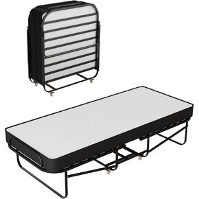 Spring Sleep, 16-Inch Rollaway Folding Cot Bed with 5" Memory Foam Mattresses, Sturdy Metal Folding Frame, Fully Assembled, Great for Adults and Kids, 30-Inch, White