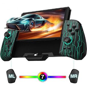 FUNLAB Luminpad Switch Pro Controller Compatible with Nintendo Switch/OLED, Ergonomic Switch handheld Controller, Switch Joypad One-Piece Controllers Replacement - 7 LED Colors/Turbo/Mapping - Black