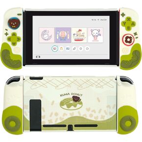 GeekShare Protective Case for Switch Anti-Scratch Slim Cover Case Compatible with Switch Separable Soft Silicone Protective Shell for Joycon with 2 Thumb Grip Caps- Kuma Donut