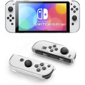 [Upgraded version] 3 in 1 Dockable Crystal Clear Cover Case Screen Protector Compatible with Nintendo Switch OLED Model 2021 and Joy-Con Controller