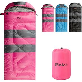 Sleeping Bags, Camping Sleeping Bag for Adults, 3 Season Warm & Cool Weather, Lightweight Waterproof Sleeping Bags for Indoor Outdoor Camping Traveling Backpacking, Pink/Blue/Black