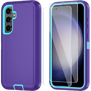 ONOLA Phone Case for Samsung Galaxy S25 Case with HD Screen Protector, Heavy Duty Shockproof & Dropproof 3-Layer Cover Phone Case for Galaxy S25 6.2'',PurpleSkyBlue