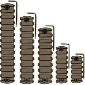 Gotical- 5-Pack Rail Sections Kit Fits M-Lok Rail Mount System – 5-Slot, 7-Slot, 9-Slot, 11-Slot, 13-Slots Weaver Segment Mount for Hunting Lightweight Single Accessories Tan Printed Standard
