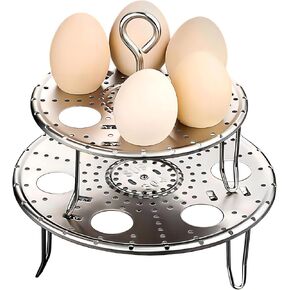 REDANT Simple Dash Egg Cooker for Hard Boiled Eggs, Stainless Steel Trivet Egg Steamer for Cooking, Stackable Egg Boiler Compatible with Instant Pot Accessories 3 qt, 6 Qt 8 Quart, 12 Eggs, 2 Packs