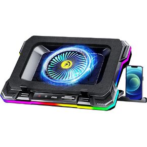 KeiBn Gaming Laptop Cooling Pad, Laptop Cooling Stand with 5.5inch Cooling Fan, Rapid Cooling Fan Laptop 15.6-19.3inch, Infinitely Variable Speed, 7 Height Stands, 2 USB Ports-K1 5V