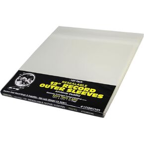 (100) 12 Vinyl Record Outer Sleeves Extra Thick Resealable - Super Clear, Archival Quality - Premium 2.5 mil Thick - #12SB025RS